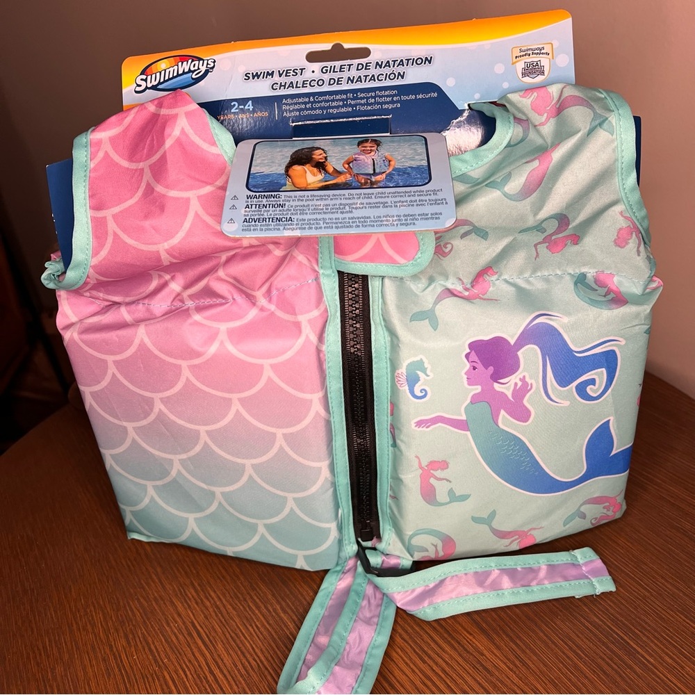 SwimWays Child Swim Vest Mermaid Ages 2-4 years Step 2 Brand New